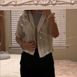 cropped button down shirt